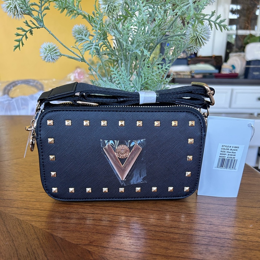 Valentino Orlandi style#V-3003 black studded camera bag NWT - Picture 3 of 5